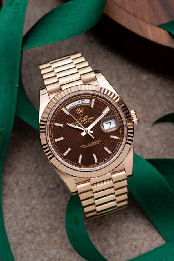 Rolex Day-Date 40 Chocolat Motif Laser