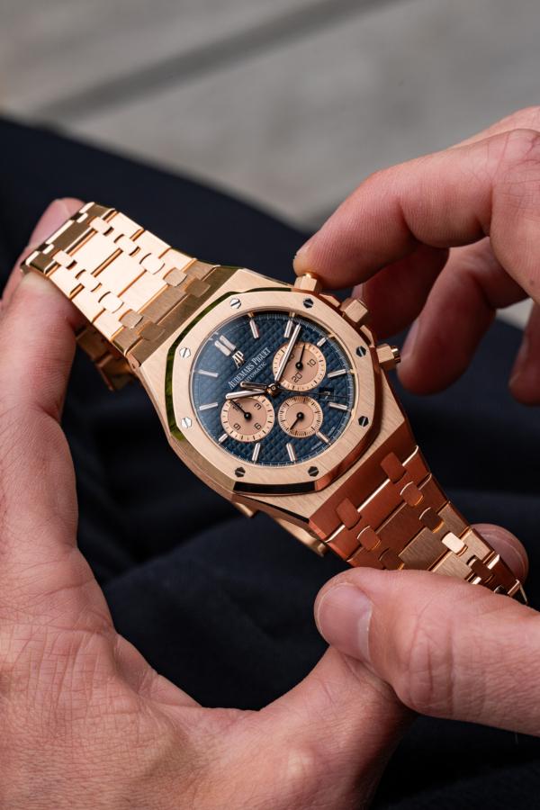 Audemars Piguet Royal Oak Chronographe Or Rose Bleu